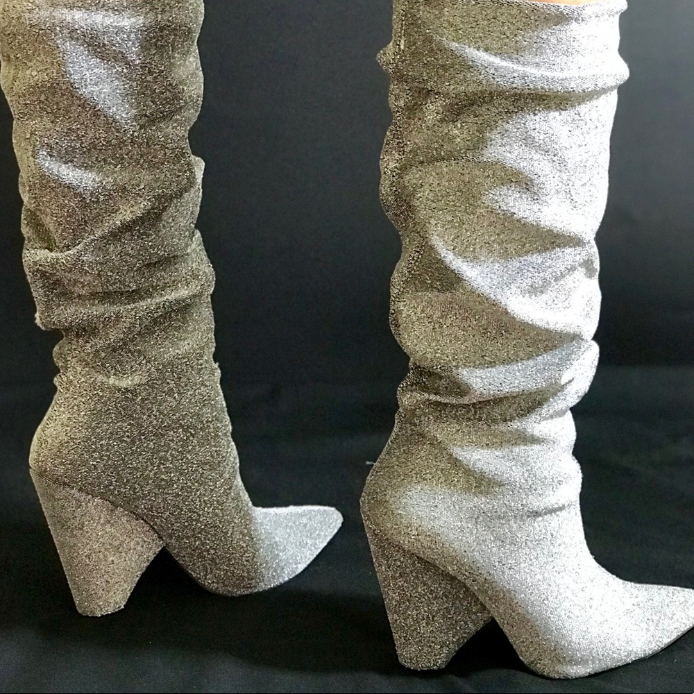 Silver glitter booties